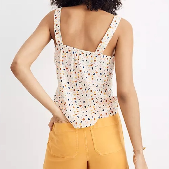 Madewell -Terrazzo Front Tie Top in Cream - Picture 3 of 5